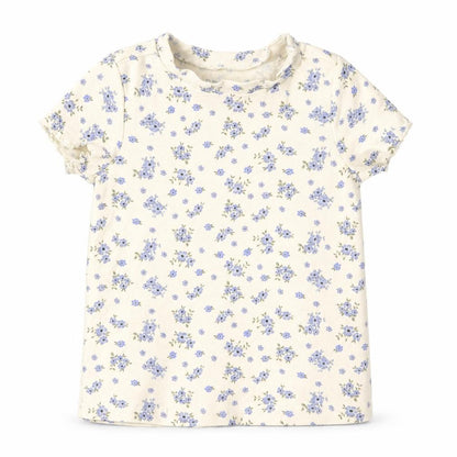 Front view of denim and co girls’ beige fair isle basic t-shirt, size 4-5, years