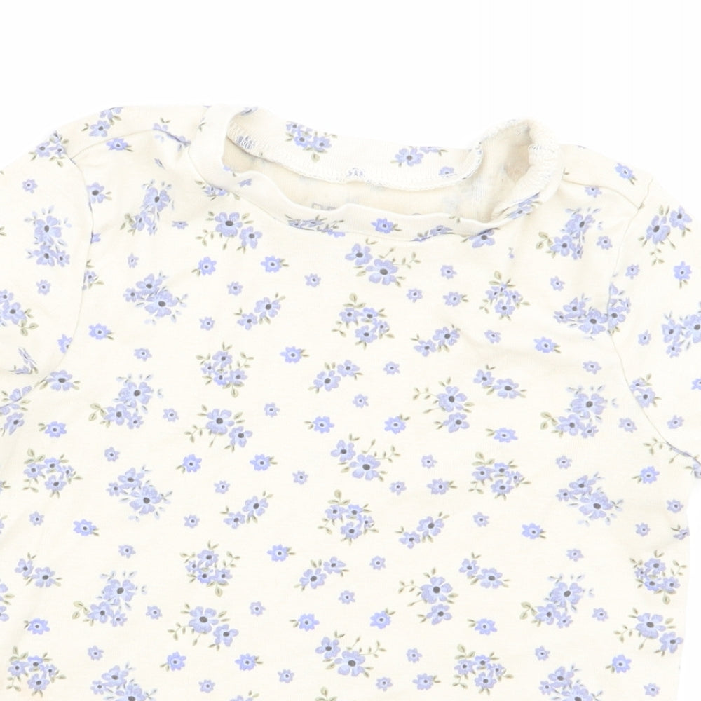 denim and co Girls Beige Fair Isle  Basic T-Shirt Size 4-5 Years