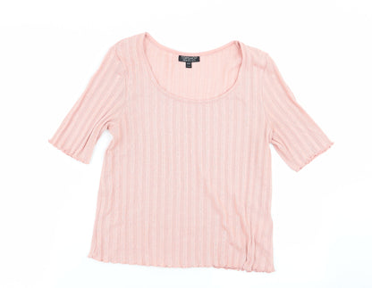 Womens UK Size 10 Topshop Pink Basic T-Shirt