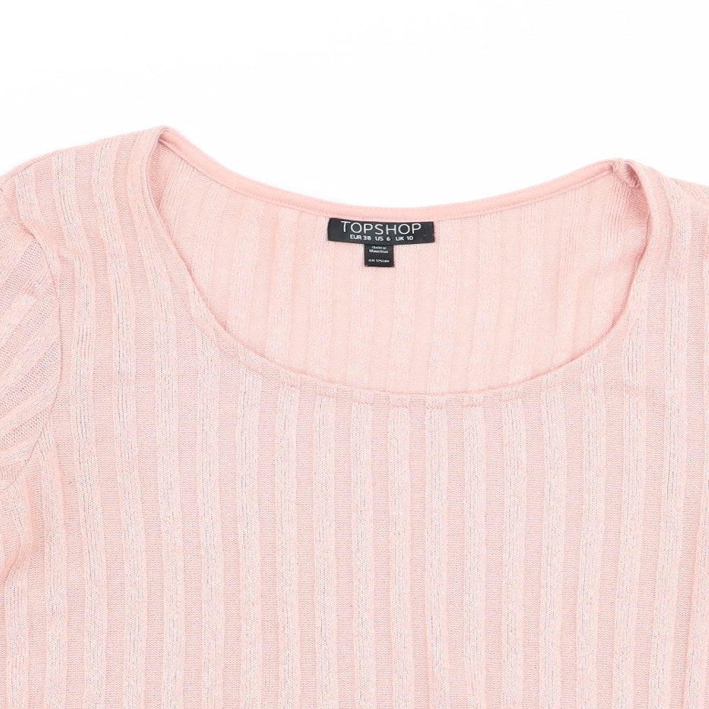Womens UK Size 10 Topshop Pink Basic T-Shirt