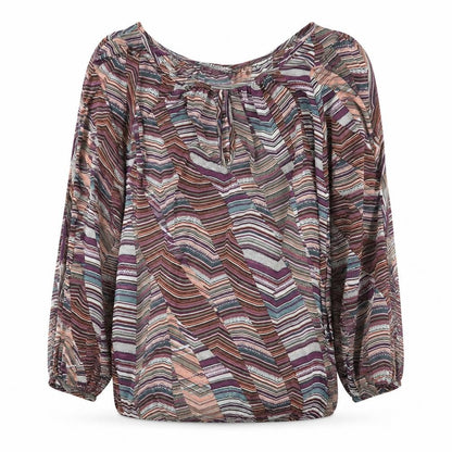 Front view of warehouse definitives women’s multicoloured geometric basic t-shirt, size UK 10