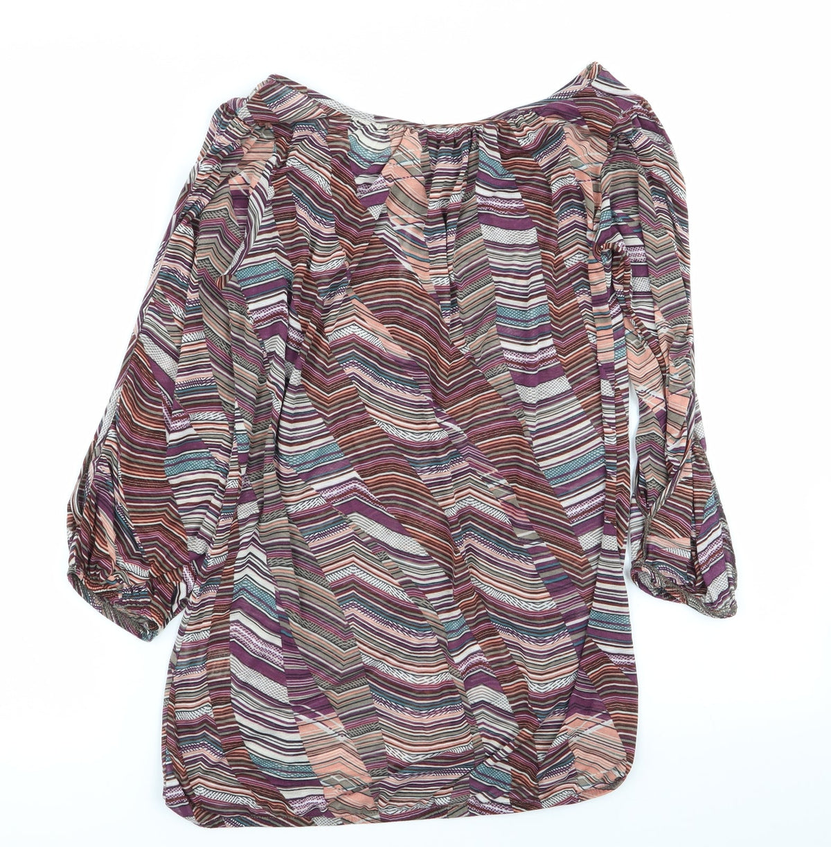 Back view of warehouse definitives women’s multicoloured geometric basic t-shirt, size UK 10