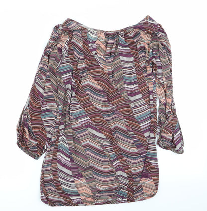 Back view of warehouse definitives women’s multicoloured geometric basic t-shirt, size UK 10