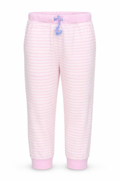 Front view of John Lewis girls’ multicoloured striped capri lounge pants, size 6, years