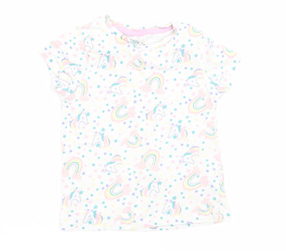 pep and co Girls White Animal Print  Basic T-Shirt Size 3-4 Years