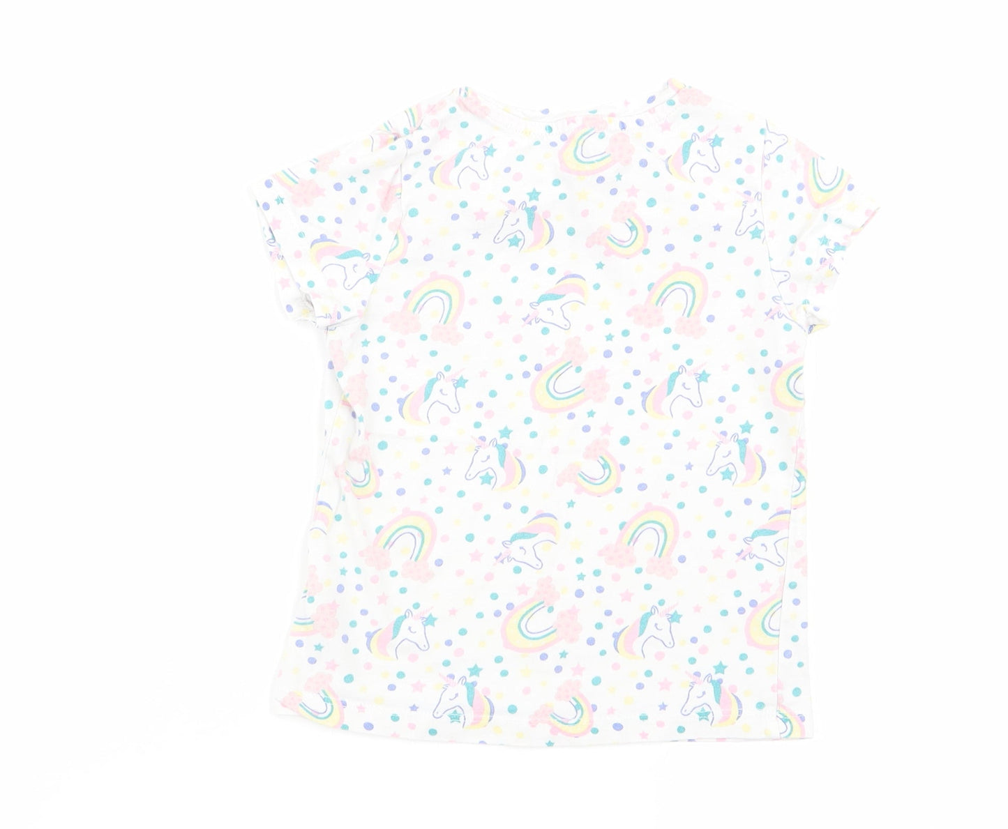 pep and co Girls White Animal Print  Basic T-Shirt Size 3-4 Years