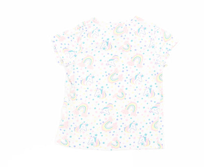 pep and co Girls White Animal Print  Basic T-Shirt Size 3-4 Years