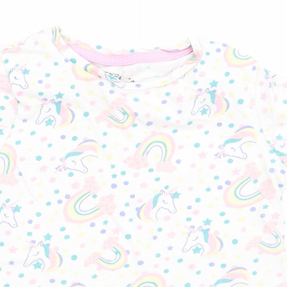 pep and co Girls White Animal Print  Basic T-Shirt Size 3-4 Years
