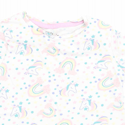 pep and co Girls White Animal Print  Basic T-Shirt Size 3-4 Years