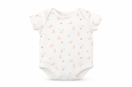 Front view of F&F girls’ animal print babygrow one-piece, size 0-3, months