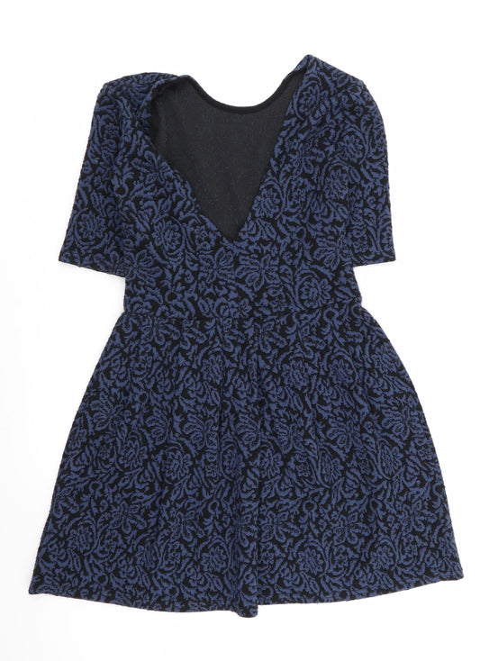 Cooperative Womens Blue Geometric  Fit & Flare  Size XS