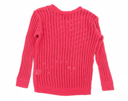 Womens UK Size XS Cooperative Red Pullover Jumper