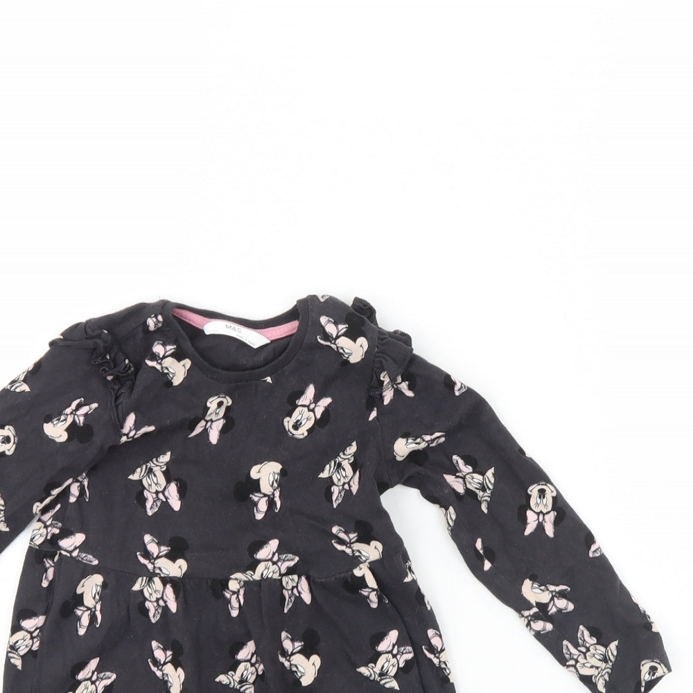 M&S Girls Grey Spotted  Fit & Flare  Size 2 Years  - Minnie mouse