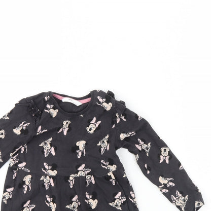 M&S Girls Grey Spotted  Fit & Flare  Size 2 Years  - Minnie mouse
