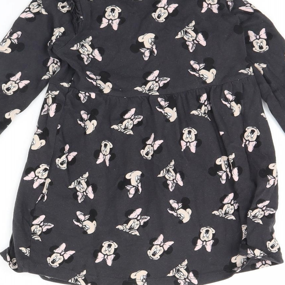M&S Girls Grey Spotted  Fit & Flare  Size 2 Years  - Minnie mouse