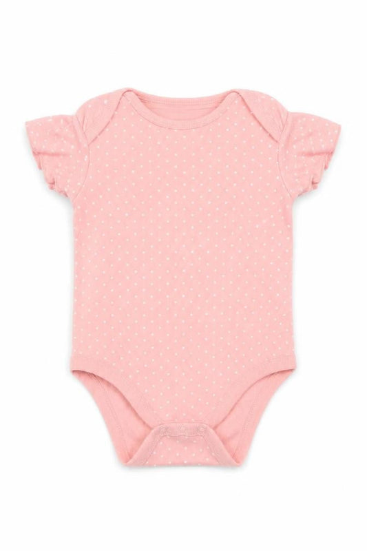 Front view of Next girls’ pink polka dot babygrow one-piece, size 12, months