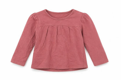 Front view of Tu girls’ red basic t-shirt, size 12, months
