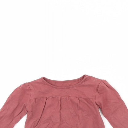 Close-up detail of Tu girls’ red basic t-shirt, size 12, months