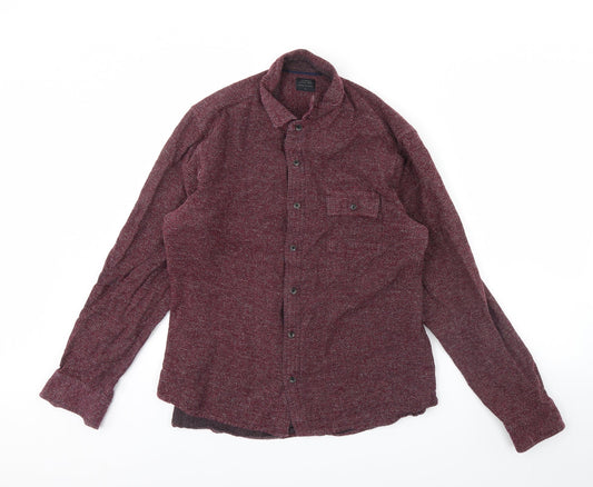 Authentic Casual Wear Mens Purple    Button-Up Size L