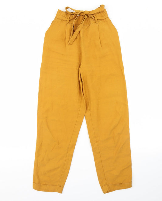 Womens UK Size XS H&M Regular Fit  Yellow Trousers