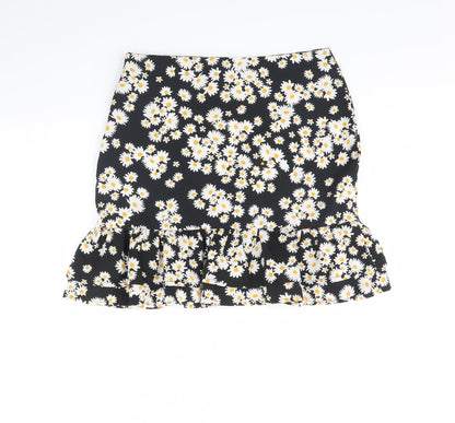 Mini velvet Womens Black Floral  Mini Skirt Size 6
