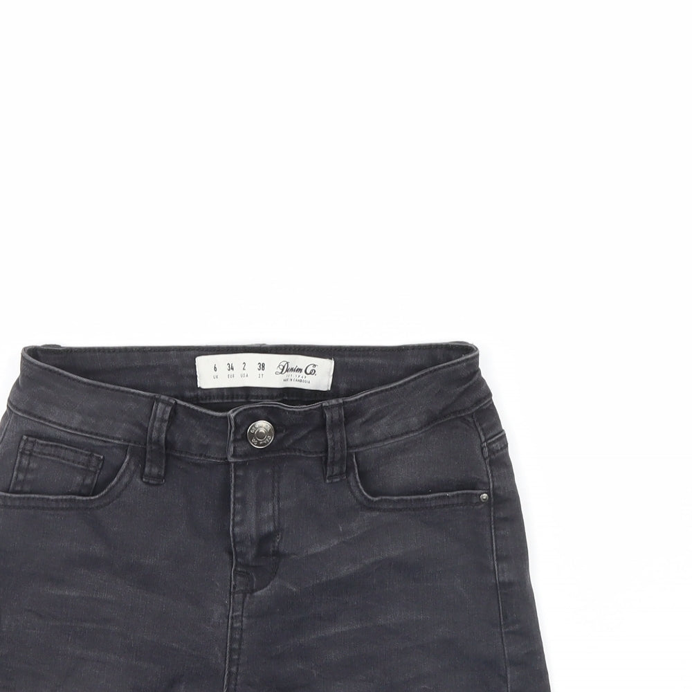 Denim & Co. Womens Black  Denim Cut-Off Shorts Size 6