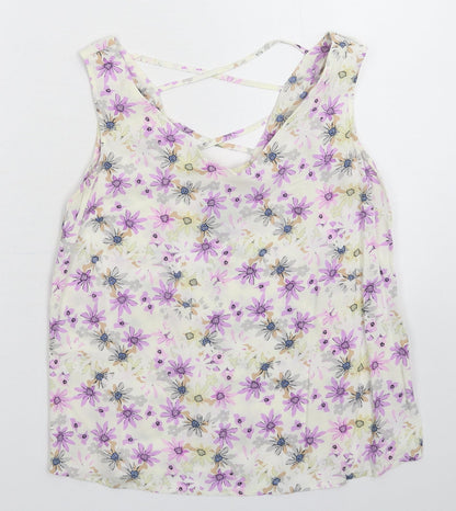 Atmosphere Womens White Floral  Basic Tank Size 12