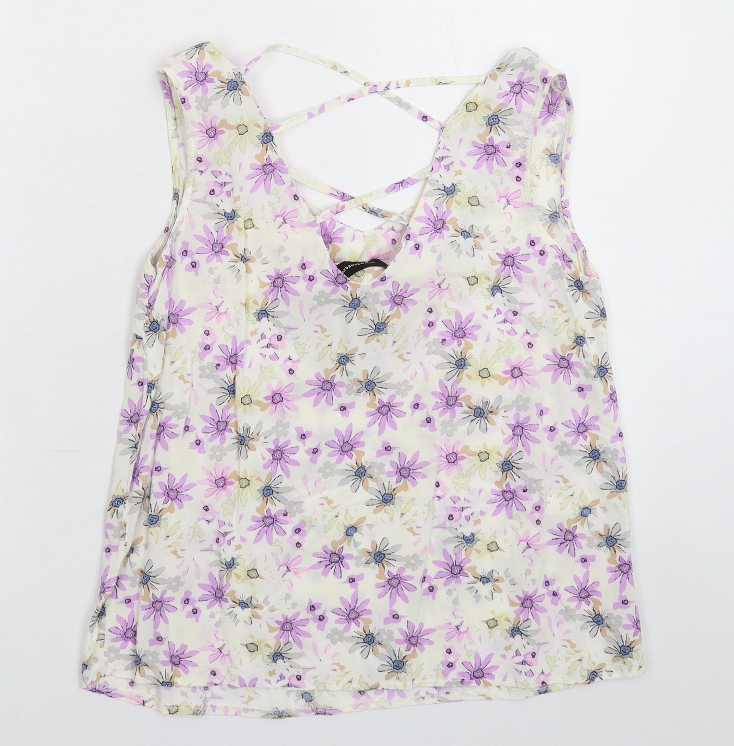 Atmosphere Womens White Floral  Basic Tank Size 12