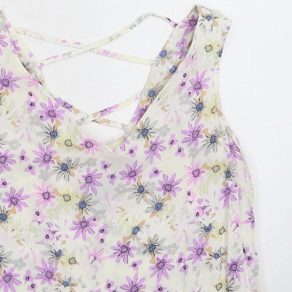 Atmosphere Womens White Floral  Basic Tank Size 12