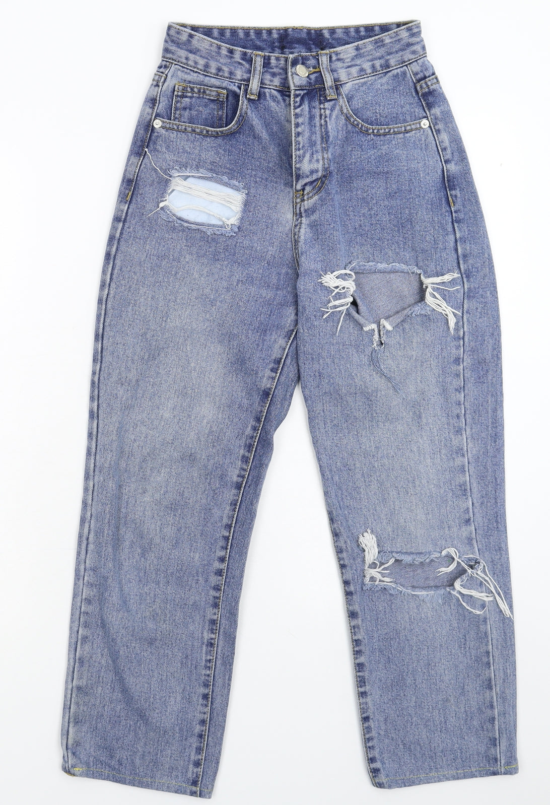 Preworn Girls Blue  Denim Straight Jeans Size L - Distressed
