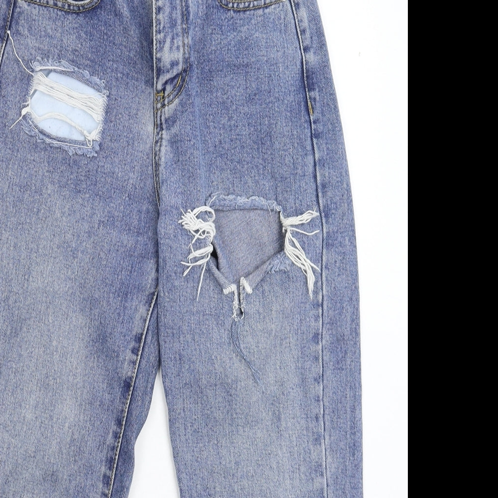 Preworn Girls Blue  Denim Straight Jeans Size L - Distressed