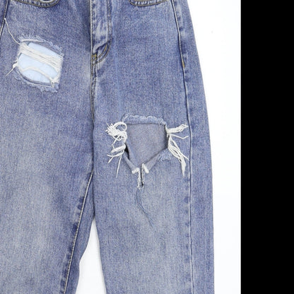 Preworn Girls Blue  Denim Straight Jeans Size L - Distressed
