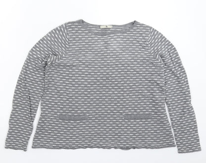 TU Womens Grey Striped Knit Pullover Jumper Size 14
