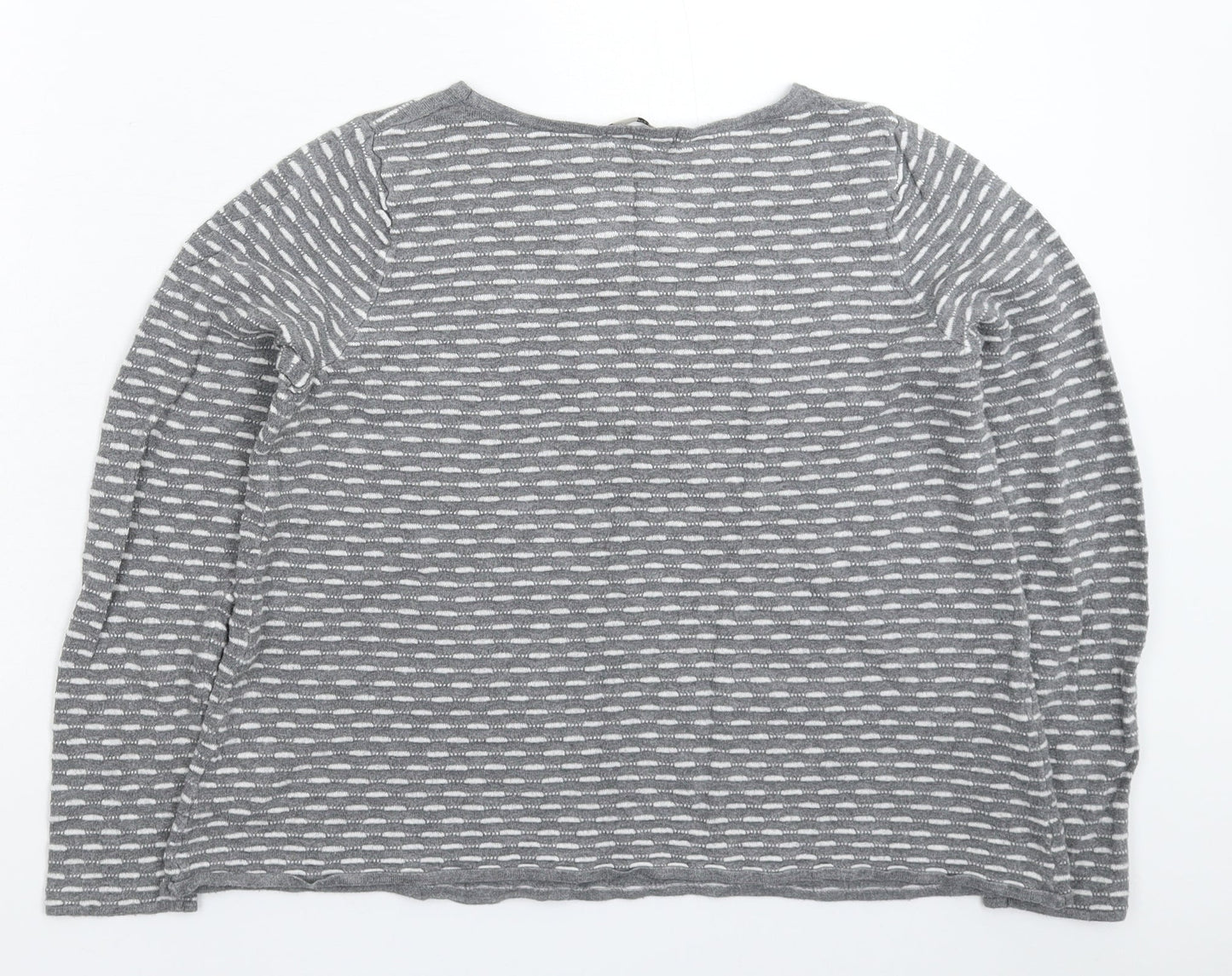 TU Womens Grey Striped Knit Pullover Jumper Size 14