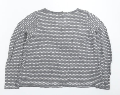 TU Womens Grey Striped Knit Pullover Jumper Size 14