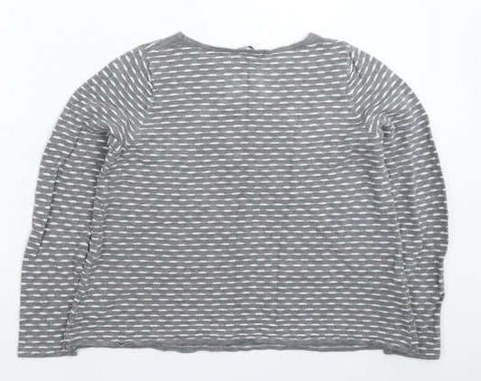 TU Womens Grey Striped Knit Pullover Jumper Size 14