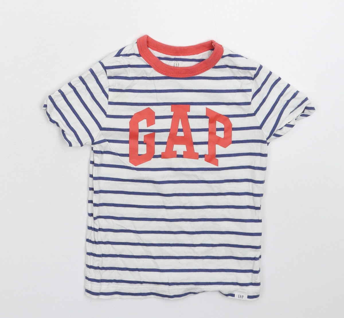 Additional front view of Gap Baby White Striped Basic T-Shirt, size 24, Months