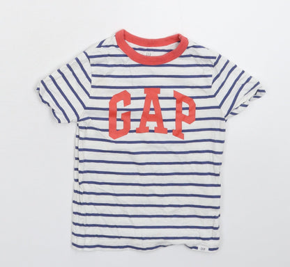 Additional front view of Gap Baby White Striped Basic T-Shirt, size 24, Months