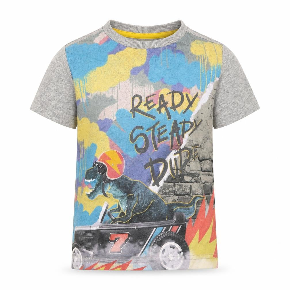 Front view of F&F boys’ grey basic t-shirt, size 2-3, years