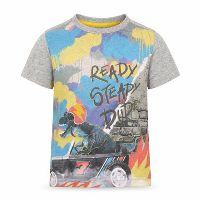 Front view of F&F boys’ grey basic t-shirt, size 2-3, years