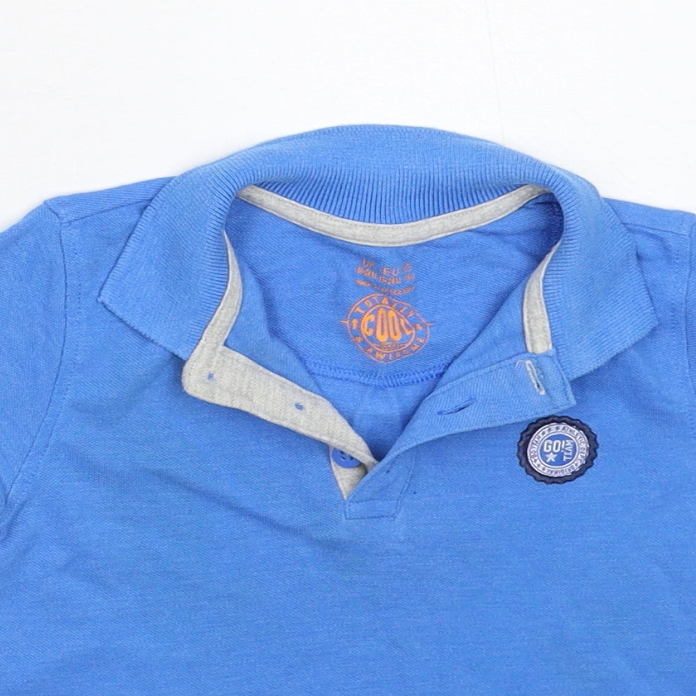 Close-up detail of F&F Baby Blue Basic Polo, size 18-24, Months