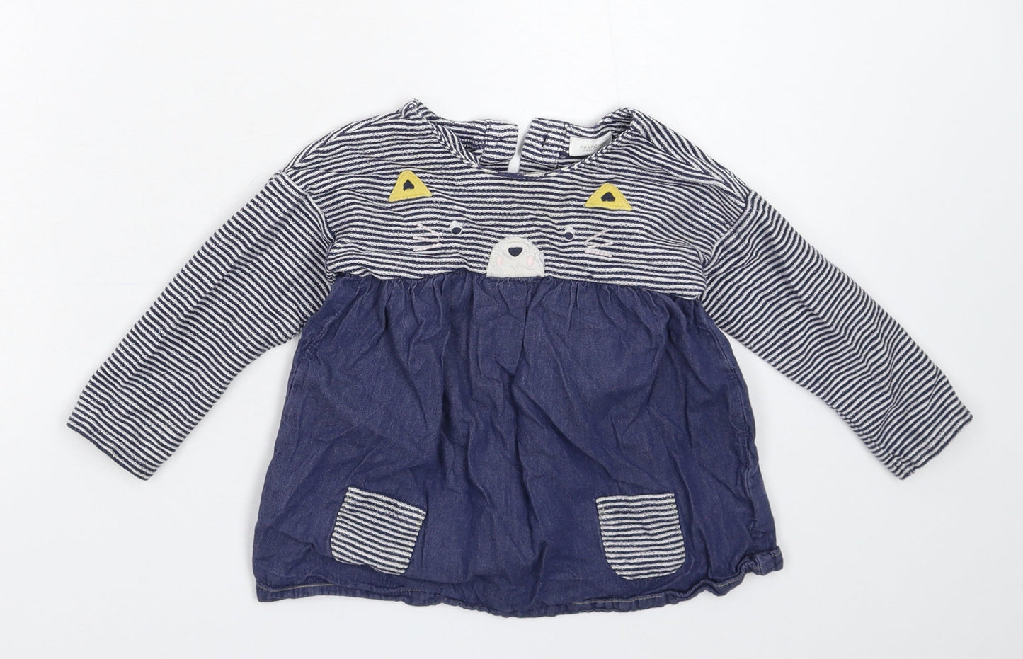 NEXT Girls Blue Striped  Fit & Flare  Size 12-18 Months