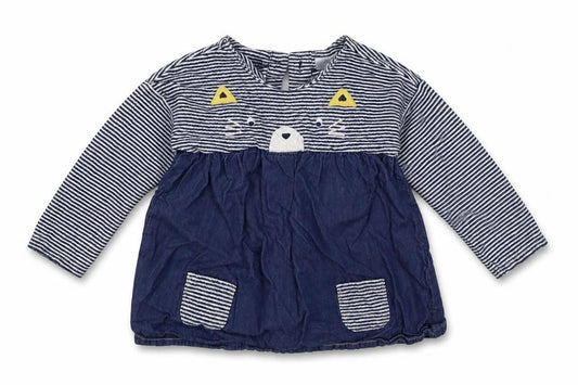 NEXT Girls Blue Striped  Fit & Flare  Size 12-18 Months