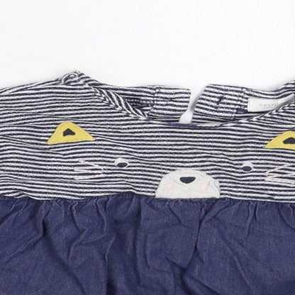 NEXT Girls Blue Striped  Fit & Flare  Size 12-18 Months