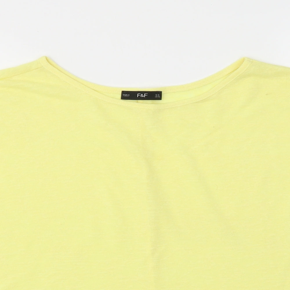 Womens UK Size 18 F&F Yellow Basic T-Shirt