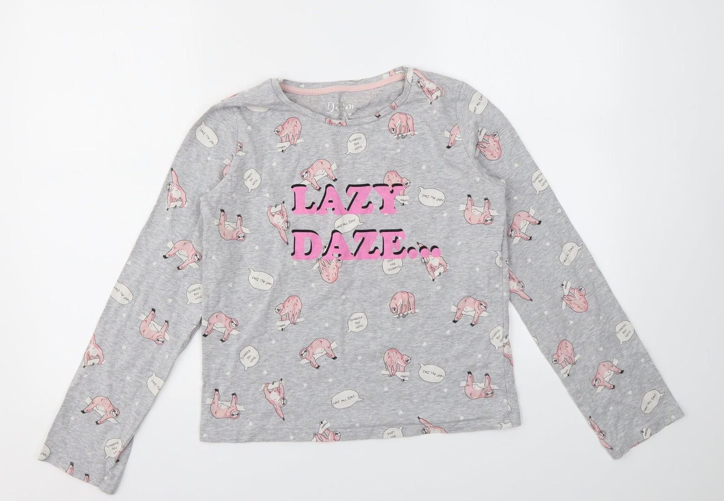 River Island Girls Grey Animal Print  Top Pyjama Set Size 11-12 Years