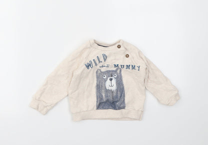 F&F Baby Ivory Animal Print  Pullover Jumper Size 6-9 Months