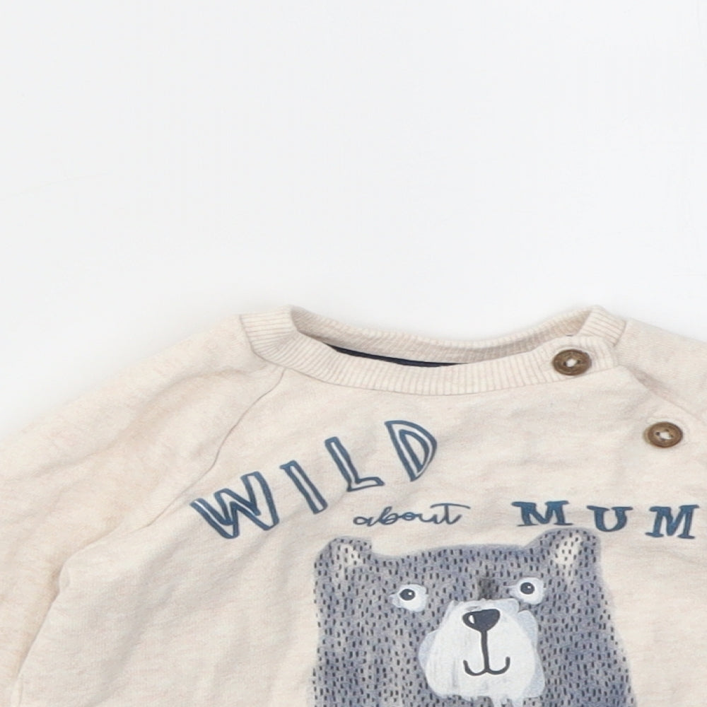 F&F Baby Ivory Animal Print  Pullover Jumper Size 6-9 Months