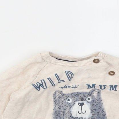 F&F Baby Ivory Animal Print  Pullover Jumper Size 6-9 Months