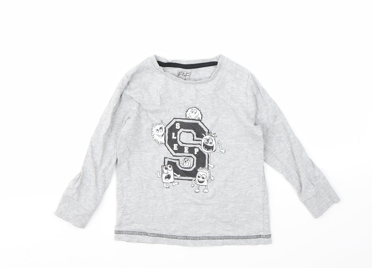 Additional front view of F&F boys’ grey geometric basic t-shirt, size 3-4, years